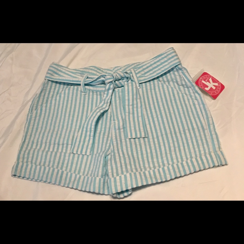J Khaki Blue & White striped Shorts from Belk’s